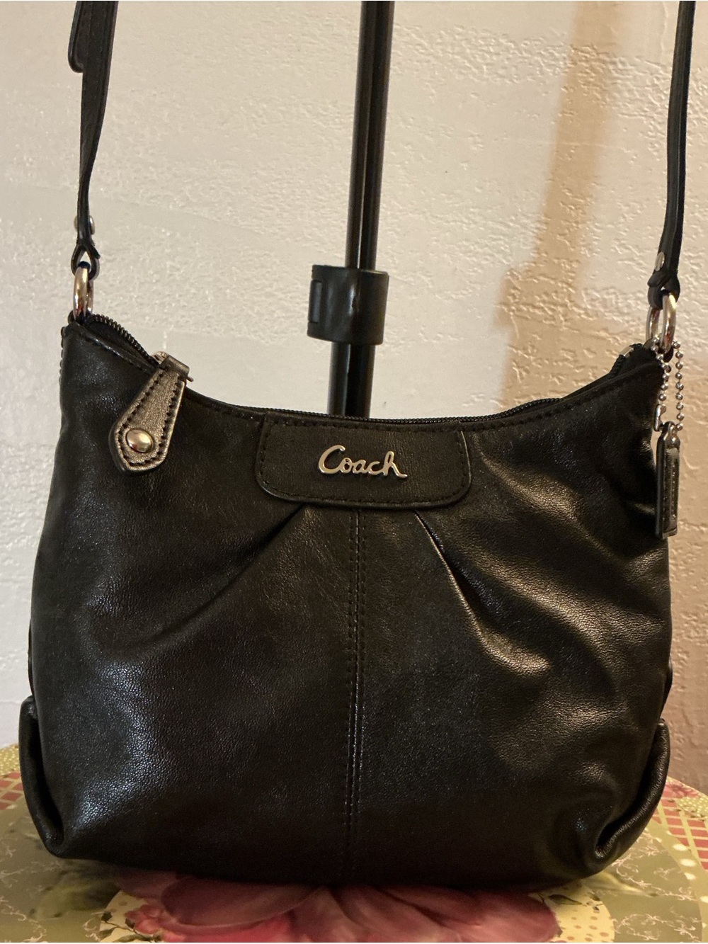 Coach Ashley Vintage Black Crossbody w/Purple Satin Exterior - EUC